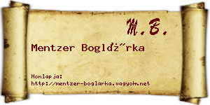 Mentzer Boglárka névjegykártya